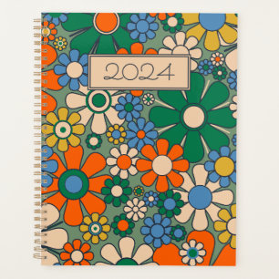 Agenda Flores de jardín retro patrón floral groovy 60s 70