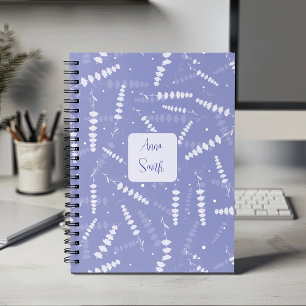 Agenda Flores de lavanda blanca en azul_Patrón floral