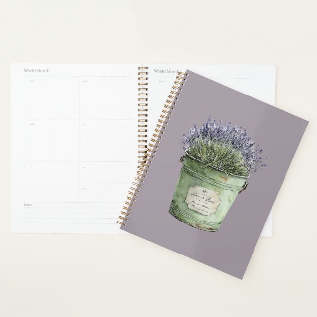 Agenda Flores de lavanda en cubeta verde (Demostración)
