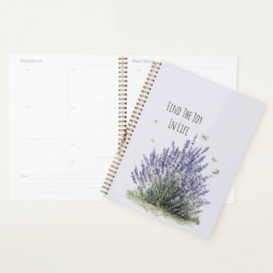 Agenda Flores de lavanda púrpura mariposas menta alegría