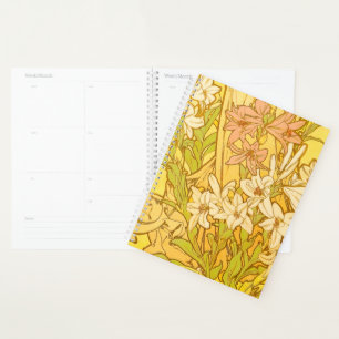 Agenda flores de lirio Art Nouveau de Alfonse Mucha