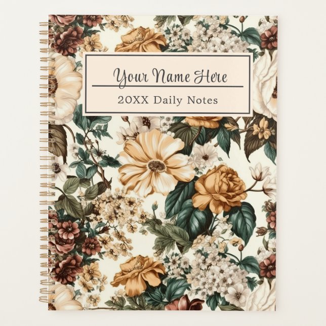 Agenda Flores de marfil antiguas, patrón de Rosas multico (Anverso)