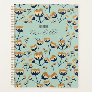 Agenda Flores de mostaza florecen en fondo azul pizarra