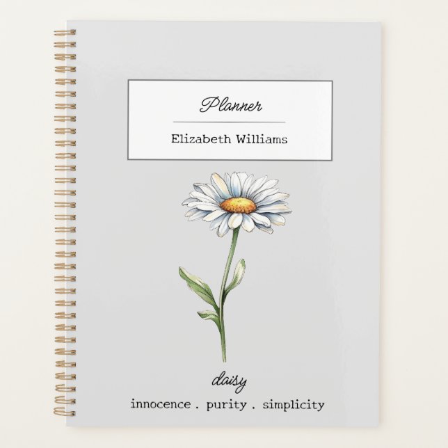 AGENDA FLORES DE NACIMIENTO PERSONALIZADOS EN ABRIL DAISY (Anverso)