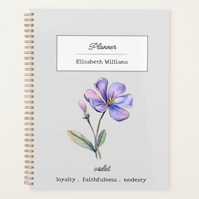 AGENDA FLORES DE NACIMIENTOS VIOLETOS DE FEBRERO PERSONAL (Anverso)