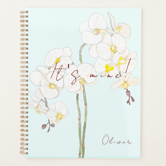 Agenda flores de orquídea blancas pintadas a mano (Anverso)