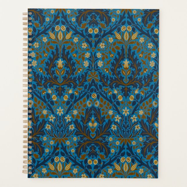 Agenda Flores de Otoño Azules y Turquesa de William Morri (Anverso)