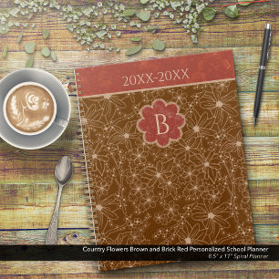 Agenda Flores de país Escuela personalizada de color rojo