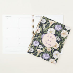 Agenda Flores de Petunia de Crema Lila Púrpura  