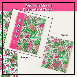 Agenda Flores de pimienta rosada en blanco personalizado