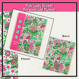 Agenda Flores de pimienta rosada en blanco personalizado