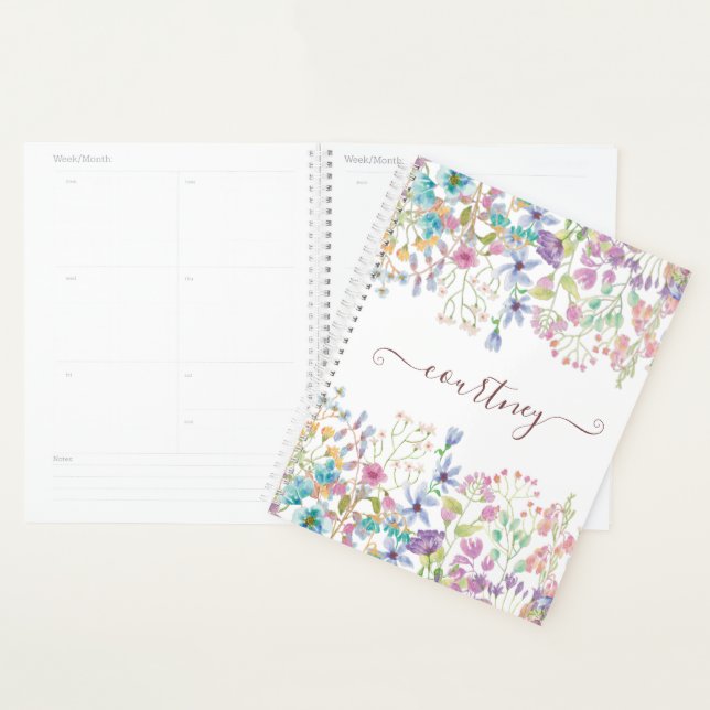 Agenda Flores de primavera en acuarela personalizadas (Demostración)
