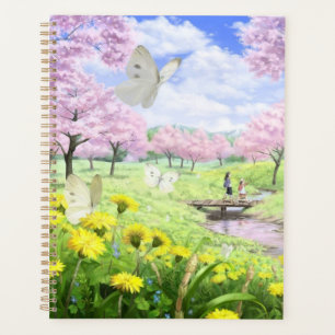 Agenda Flores de primavera y mariposas