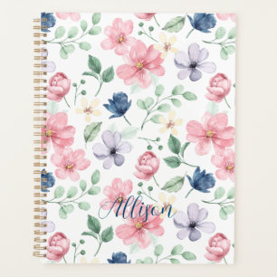 Agenda Flores de primavera y patrón de hojas