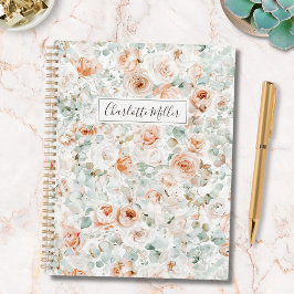 Agenda Flores de Rosa Monograma Hojas de Eucalipto Floral