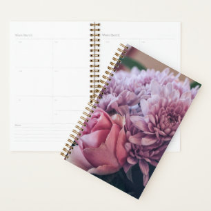 Agenda Flores de Rosa púrpura pálida pastel