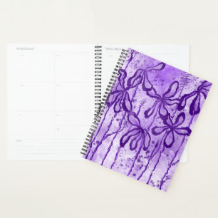 Agenda Flores de tinta abstracta lirios púrpura