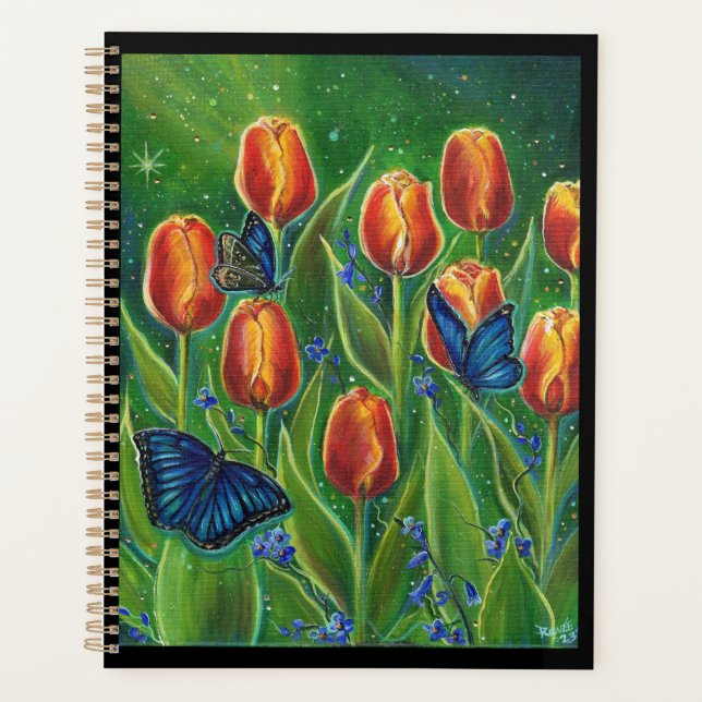Agenda Flores de tulipán con mariposas de Renee Lavoie (Anverso)