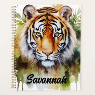 Agenda Flores del Pastel de Tigre Safari acuarela Savanna