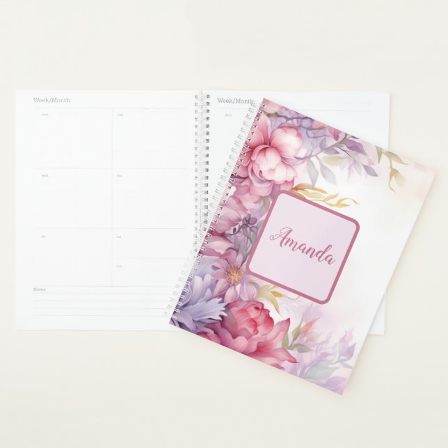 Agenda Flores diminutas con patrones florales femeninos s (Demostración)