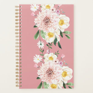Agenda Flores florales ruborizadas planner de espiral ros