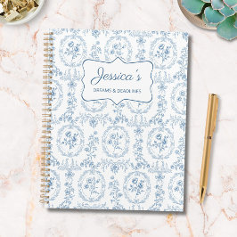 Agenda Flores Florales Vintage Azules y Blancas Personali