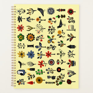 Agenda Flores folclóricas y pájaros coloridos