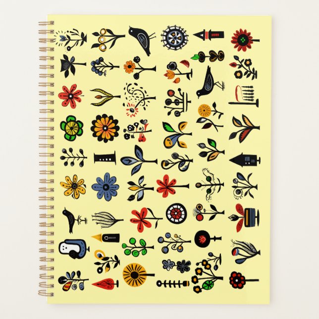 Agenda Flores folclóricas y pájaros coloridos (Anverso)