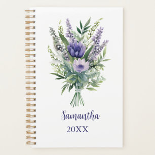 Agenda Flores Lavanda Moradas Monograma Eucalipto Anuales