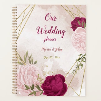 Agenda Flores magenta y rosadas, vegetación, boda