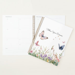 Agenda Flores Mariposas Moradas Rosadas Rojas