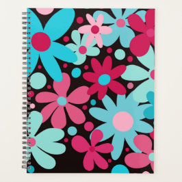 Agenda Flores modernas, divertidas, azules y rosas.
