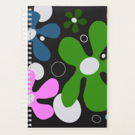 Agenda Flores modernas, funky azul, verde y rosa.