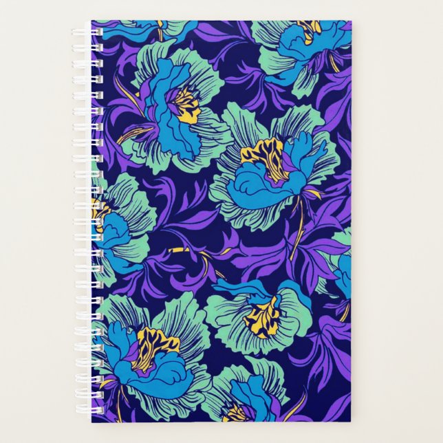 Agenda Flores moradas y azules William Morris (Anverso)