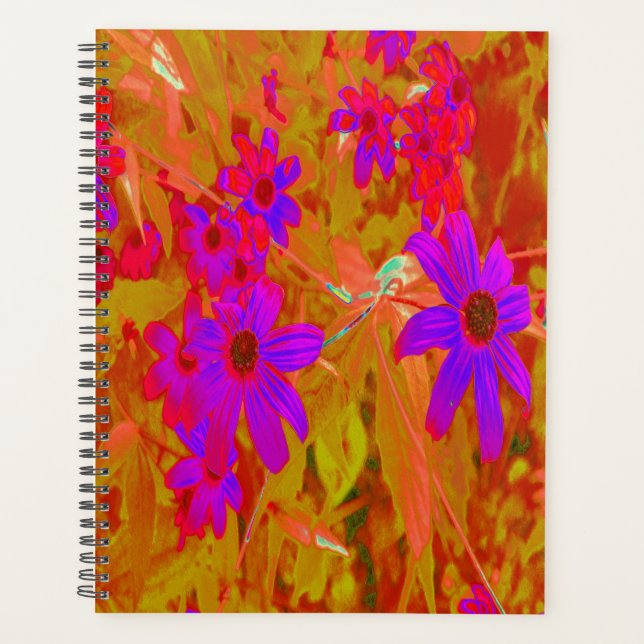 Agenda Flores naturales coloridas ultravioletas, magenta  (Anverso)