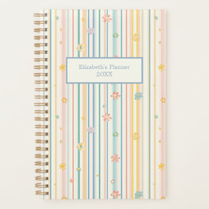 Agenda Flores Personalizadas de Pastel Rayas Anuales