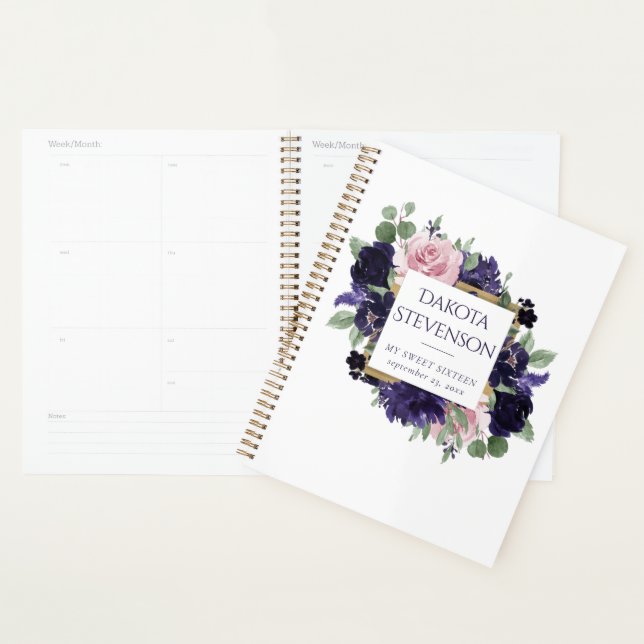 Agenda Flores | Personalizado floral rosa morado y rosa (Demostración)