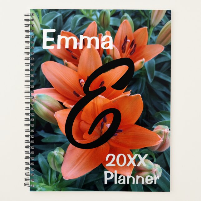Agenda Flores Planner, Naranja Lily (Anverso)