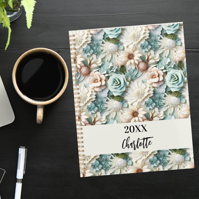 Agenda Flores polvorientos guión de nombre crema verde 20 (Subido por el creador)