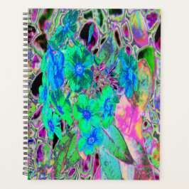 Agenda Flores psicodélicas trippy, verde limón y azul