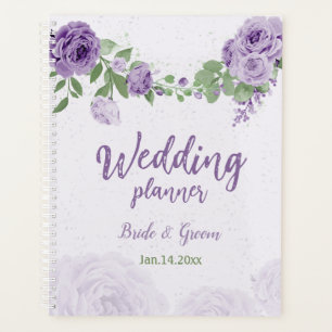 Agenda flores púrpura románticas vegetación boda
