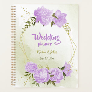 Agenda flores púrpura románticas vegetación boda