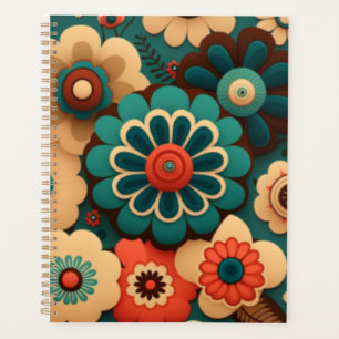 Agenda Flores retro vintage coloridas