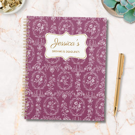 Agenda Flores Rococó Antiguas Nombre Personalizado Floral