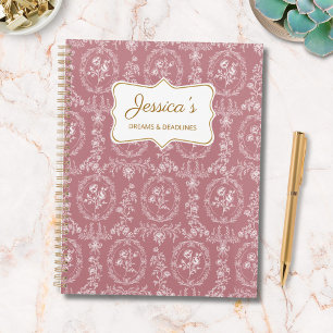 Agenda Flores Rococó Antiguas Nombre Personalizado Floral