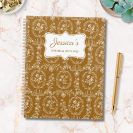 Agenda Flores Rococó Antiguas Nombre Personalizado Floral