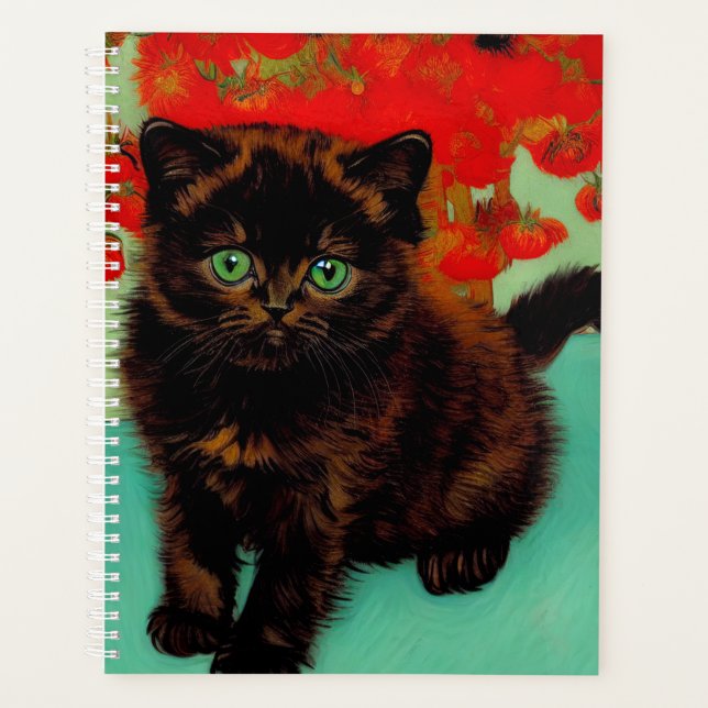 Agenda Flores rojas de gato negro Van Gogh (Anverso)