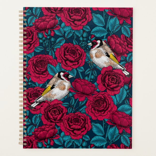 Agenda Flores rojas y pájaros dorados (Anverso)