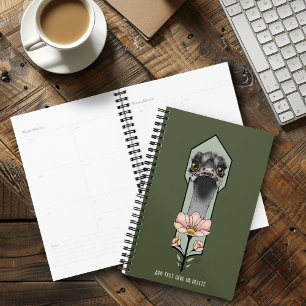 Agenda Flores Rosa Avestruz Verde Oliva Art Déco