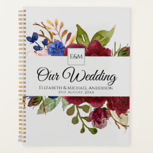 Agenda Flores rosa azul borgoña Regalos de boda para reci